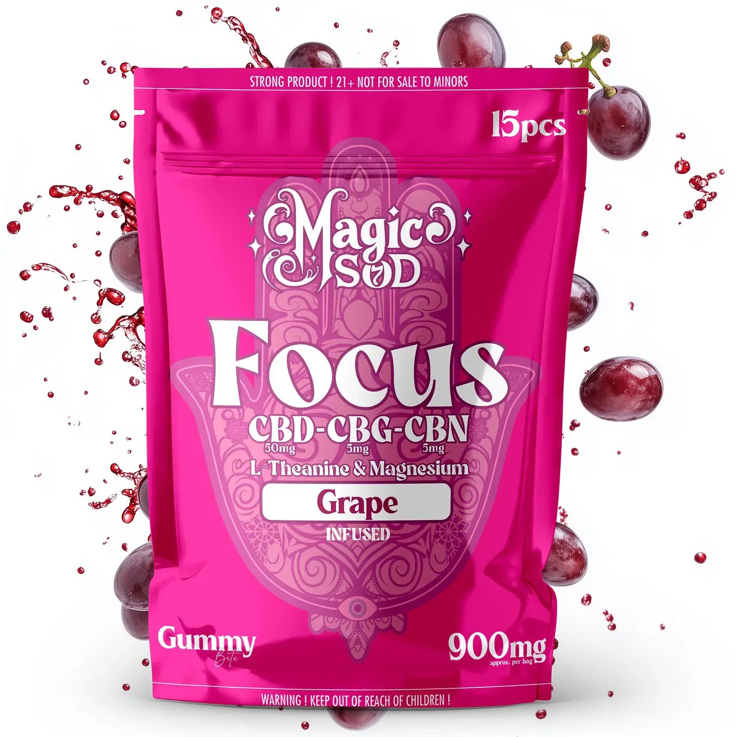 Magic SOD Grape gummies CBD & THC & CBN L-theanine & Magnesium Focus