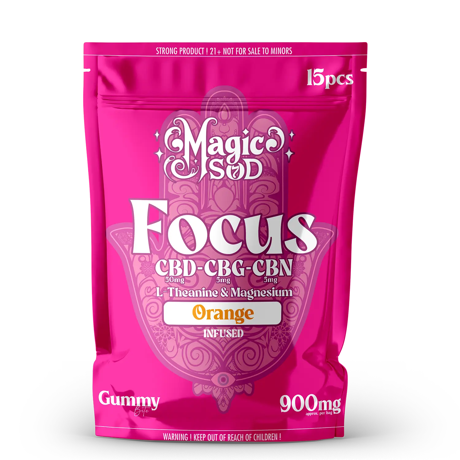 Magic SOD Orange gummies CBD & THC & CBN L-theanine & Magnesium Focus